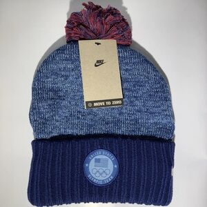 Nike Blue and Red Knit Beanie